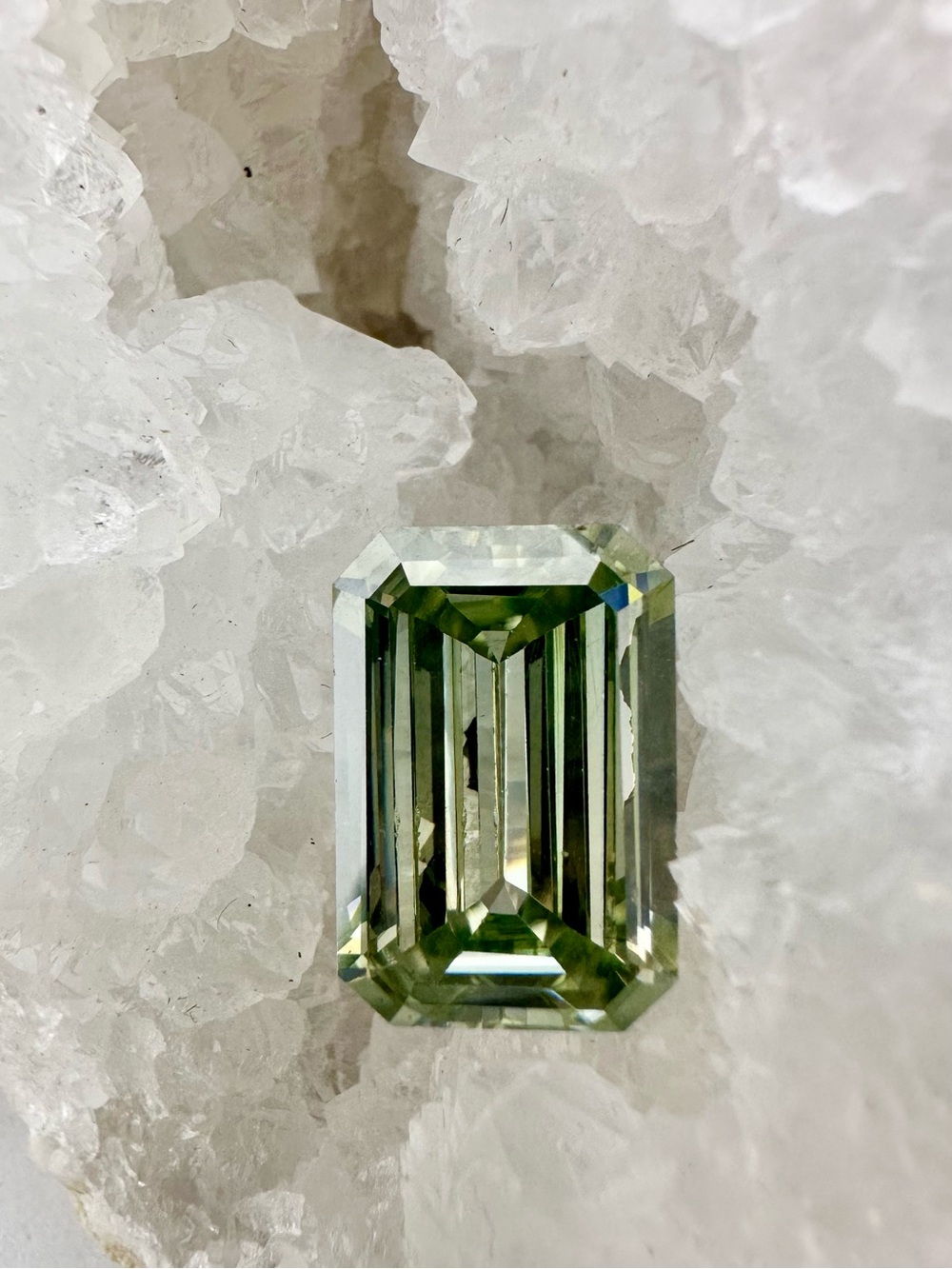 Emerald Cut Green Moissanite Loose Gemstone 11 Carats